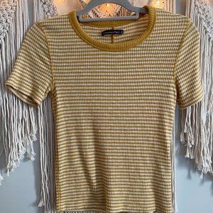 Striped White and Yellow Shirt - Abercrombie and Fitch